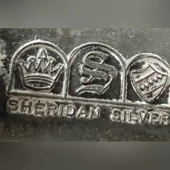 Vintage Silver Plate Serving Tray With Anchor Hocking 10 in across Dish. - Picture 13 of 13